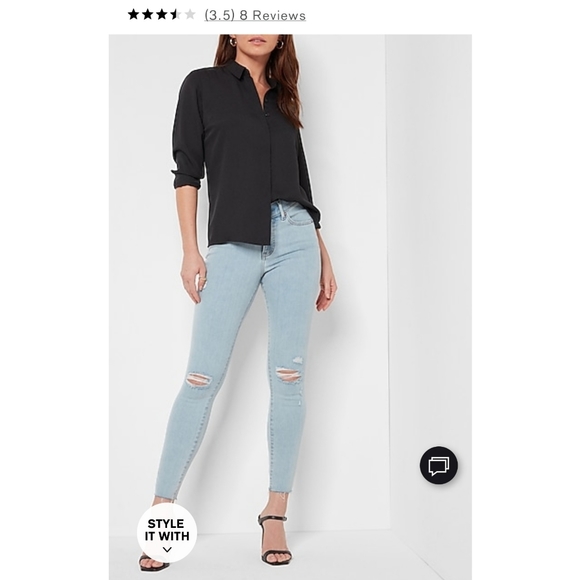 Express Light Wash Low Rise Skinny Distressed Jeans - Picture 9 of 13